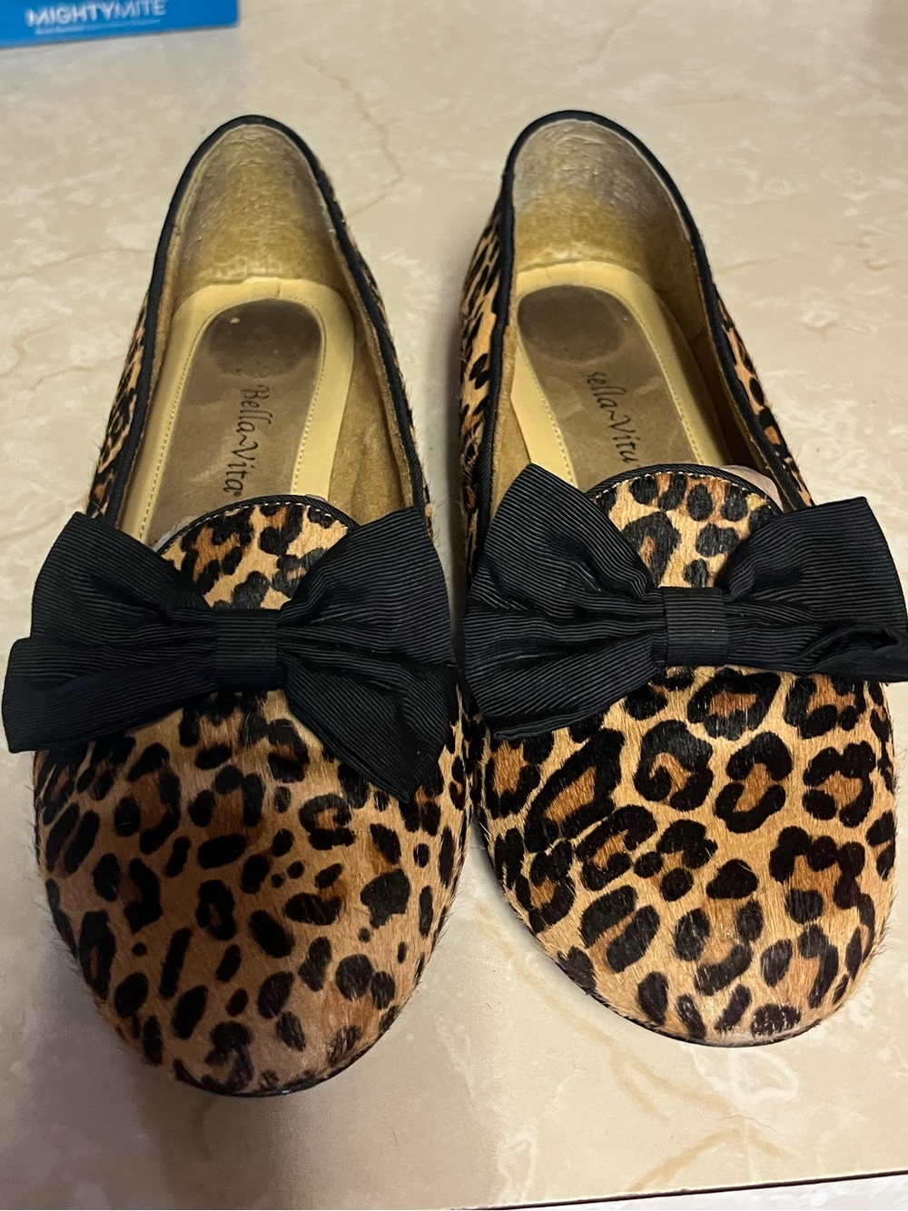 Bella Vita Leopard Print Bow Loafers - Tan/Black
